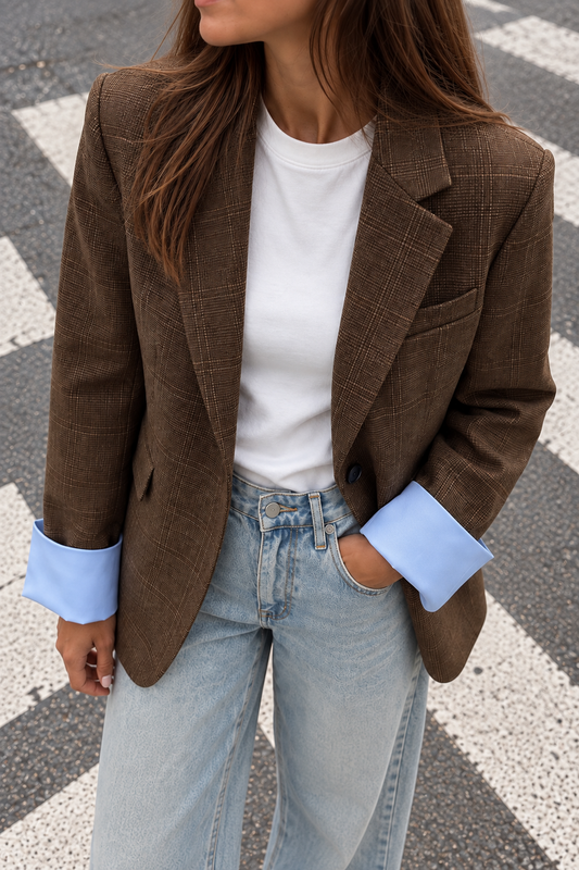 BLAZER CHECK CON CAMICIA MANICA