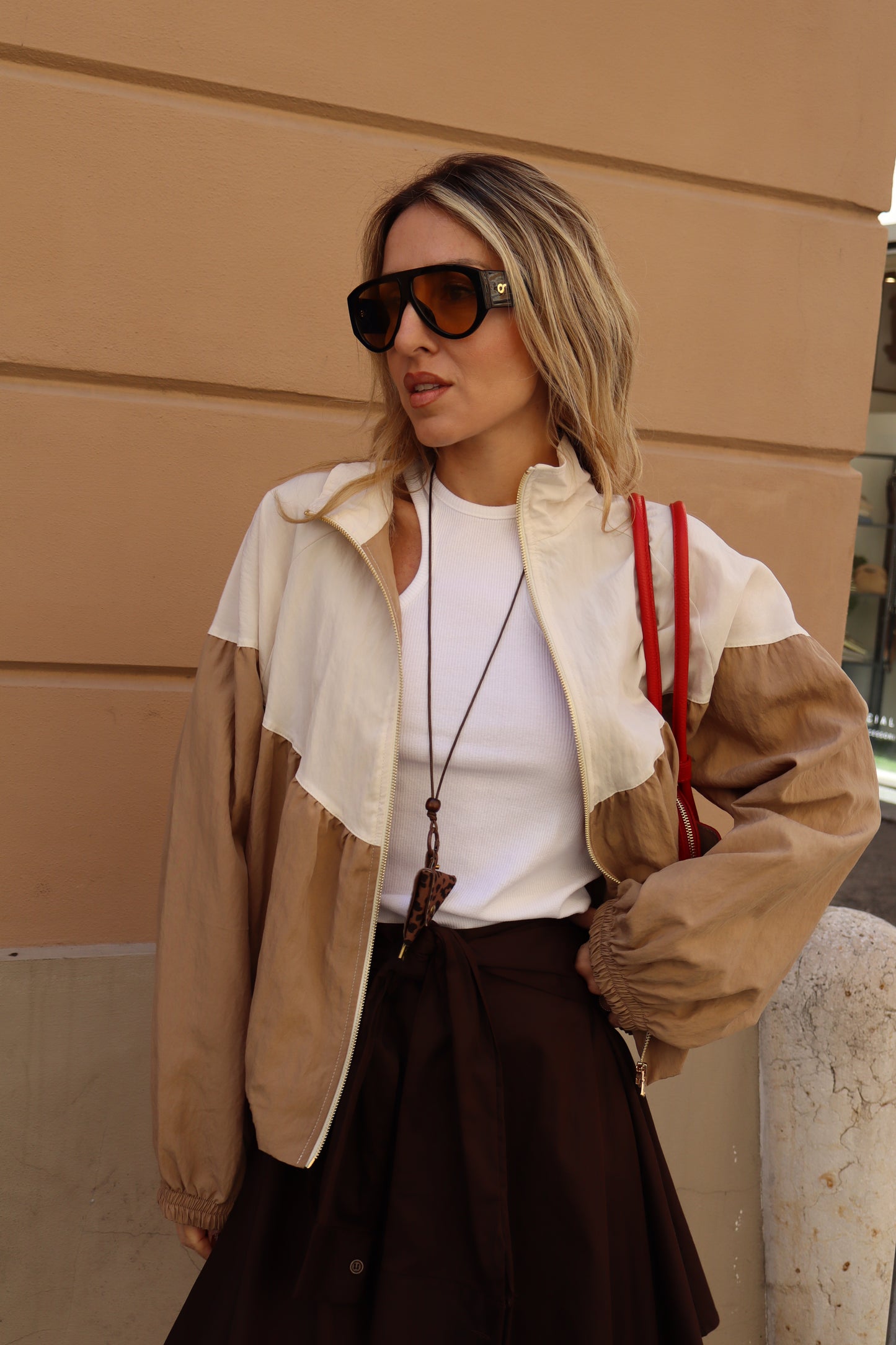 BOMBER BICOLOR CON ZIP