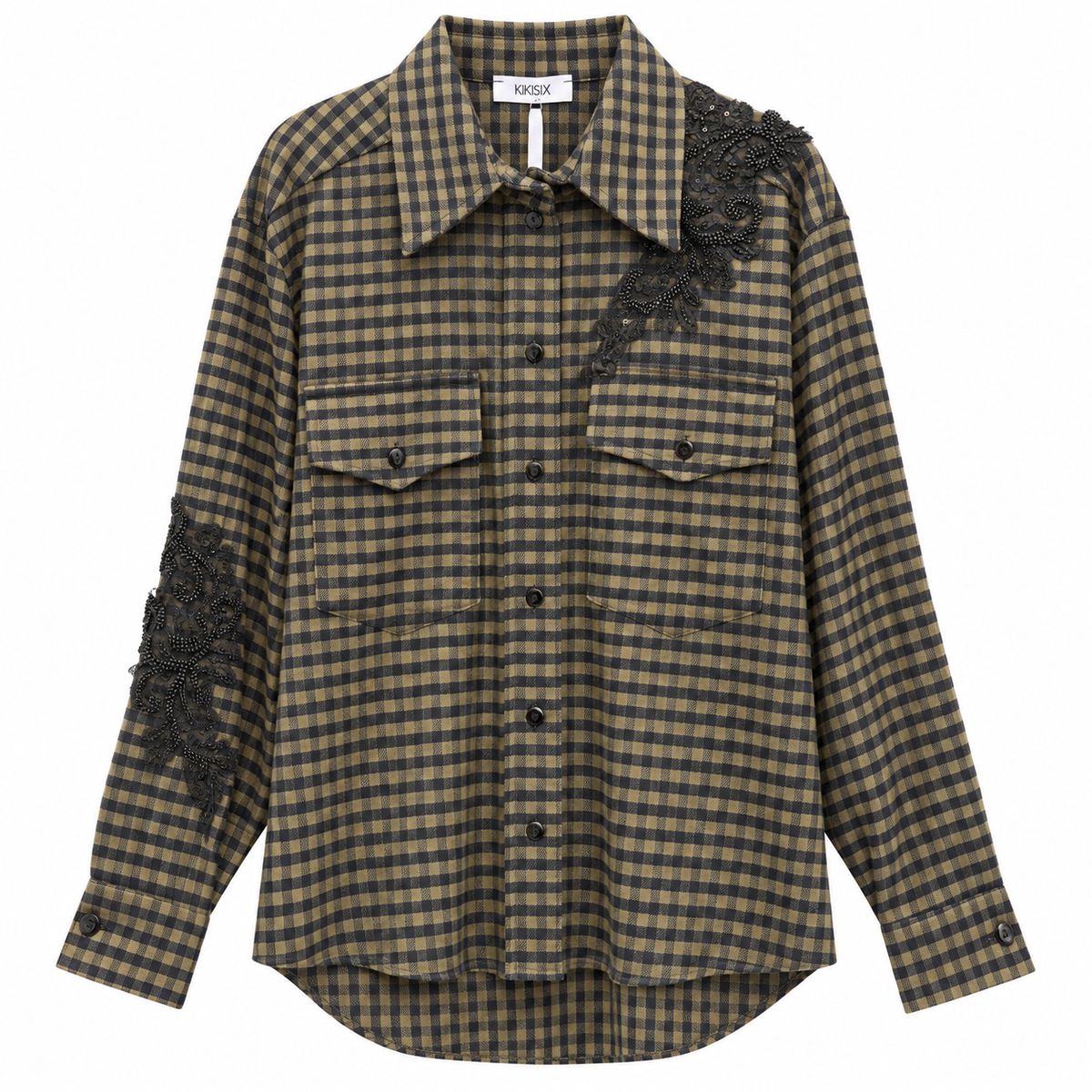 CAMICIA CHECK CON RICAMI