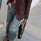 JEANS LARGO SLAVATO CON CINTURA