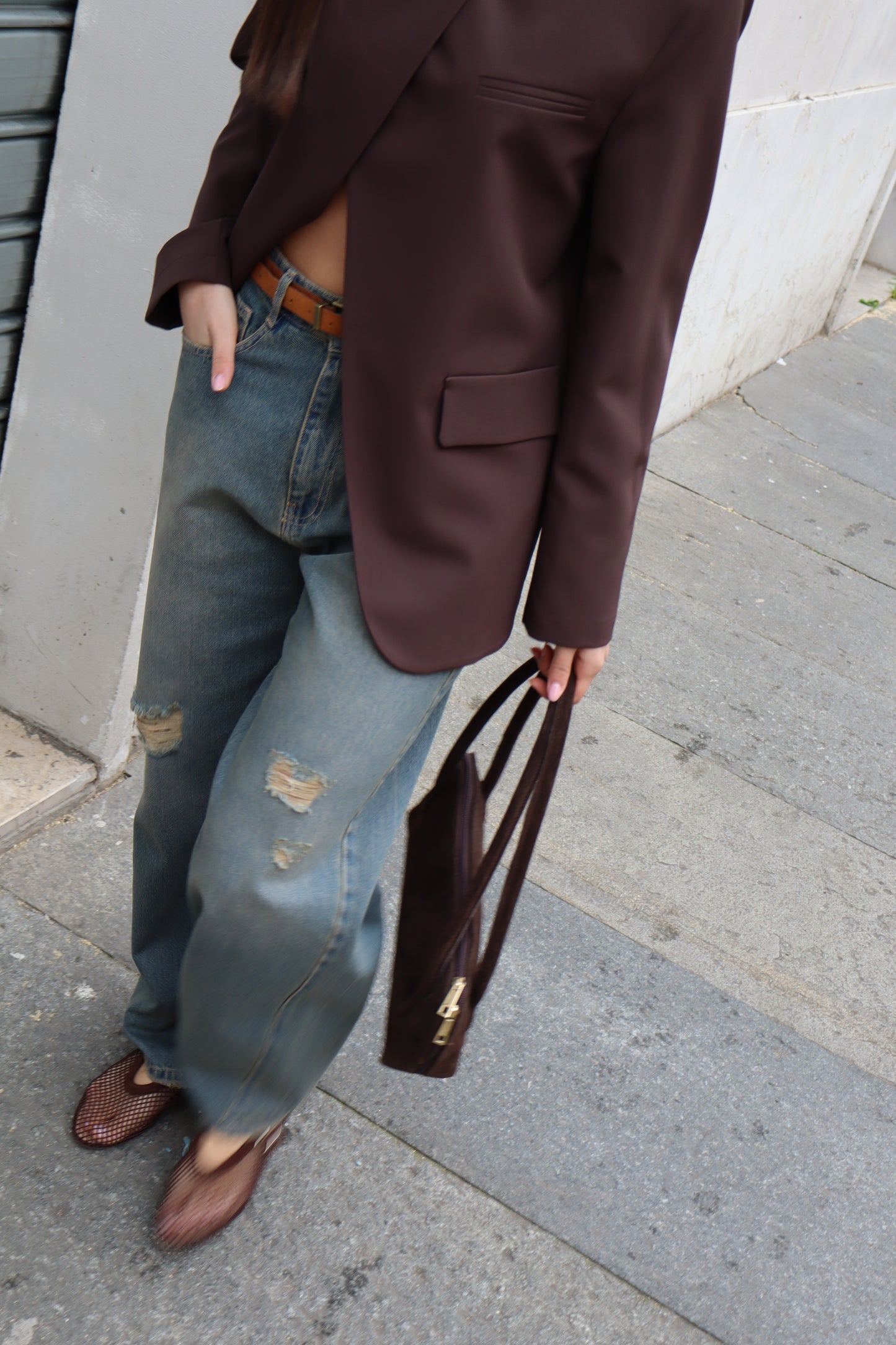 JEANS LARGO SLAVATO CON CINTURA