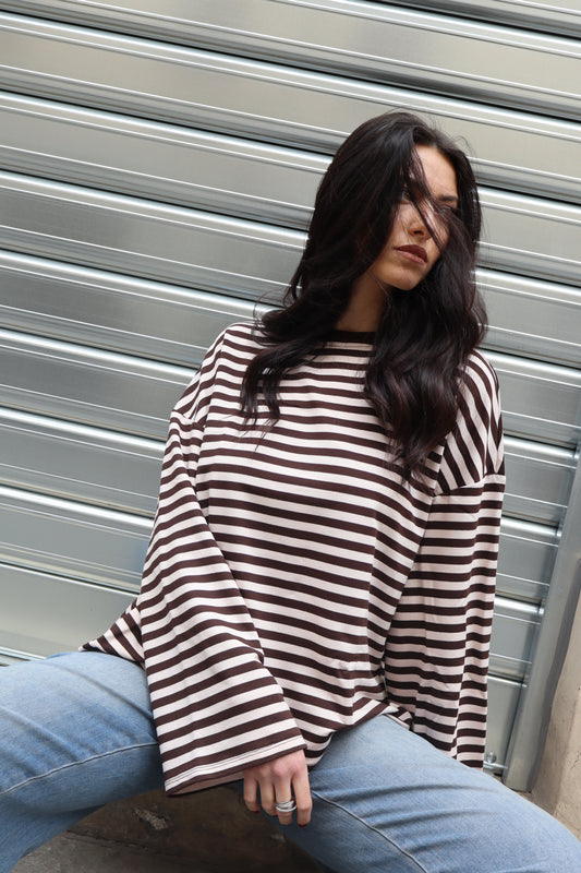 MAGLIA MANICA AMPIA A RIGHE