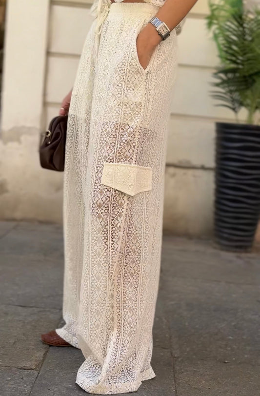 PANTALONE CARGO IN PIZZO