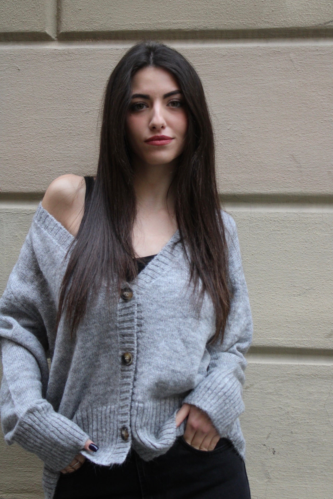 CARDIGAN CORTO GRIGIO