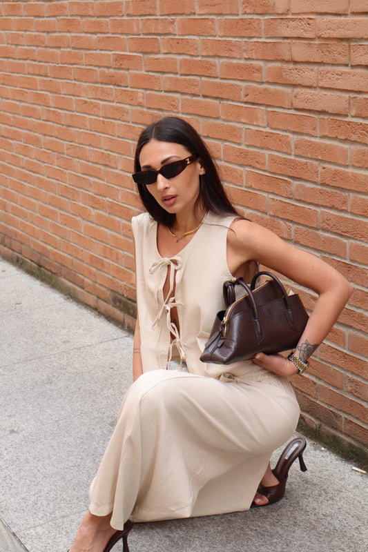 GILET VISCOSA/LINO CON LACCI