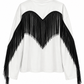 MAGLIA MANICA A CAMPANA CON FRANGE