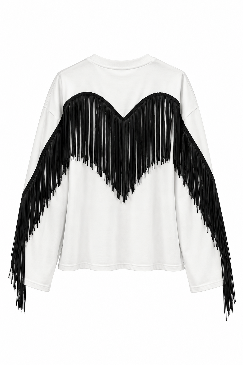 MAGLIA MANICA A CAMPANA CON FRANGE