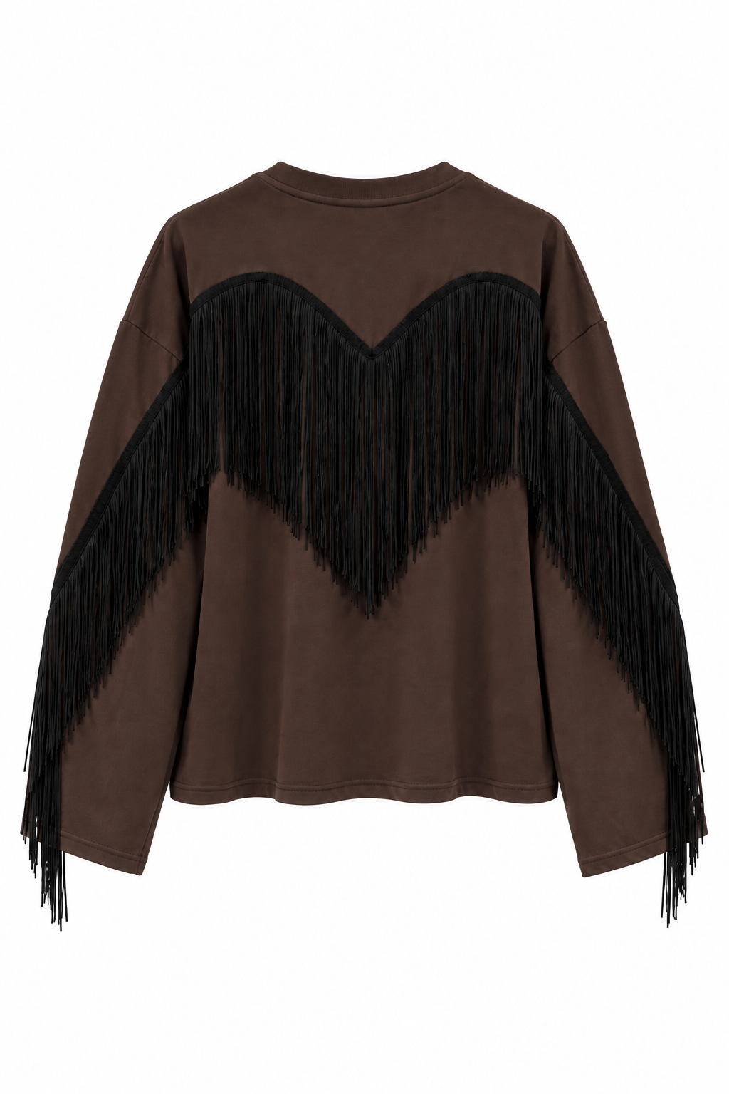 MAGLIA MANICA A CAMPANA CON FRANGE